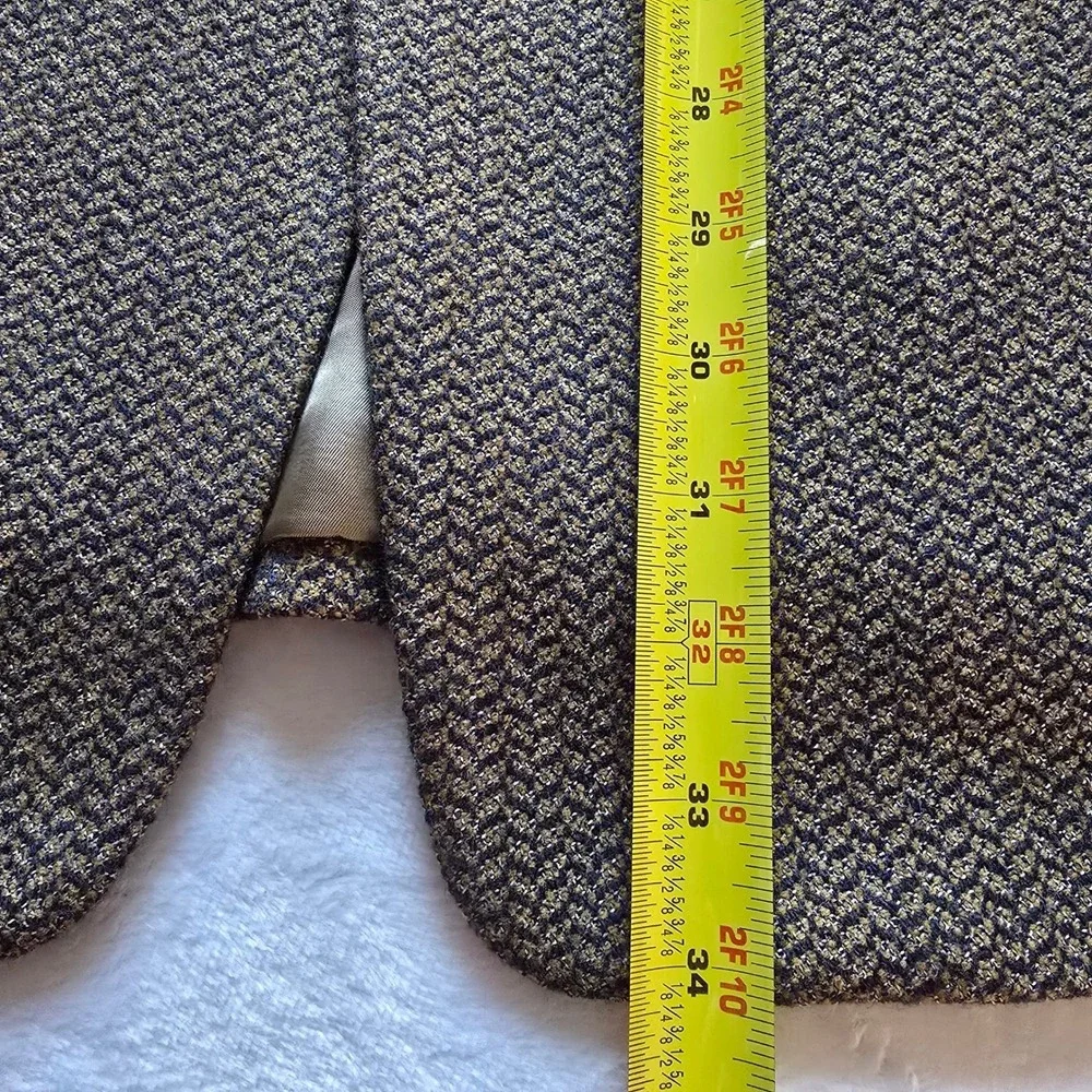Bartolini Roma Mens Herringbone Italian Wool Sport Blazer Coat 3 Button Size 44R